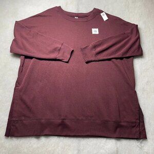 NWT Vintage Old Navy Womens Maroon SoComfy Oversized Tunic Sweatshirt Size XXL
